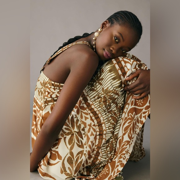 ✨ Anthropologie Printed Halter Dress Sz M - Picture 3 of 9